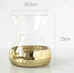 Популярные стеклянные вазы хрустальные чашки золотой шестиугольник мозаика металлический декор креативный подарок Вечерние - Цвет: A