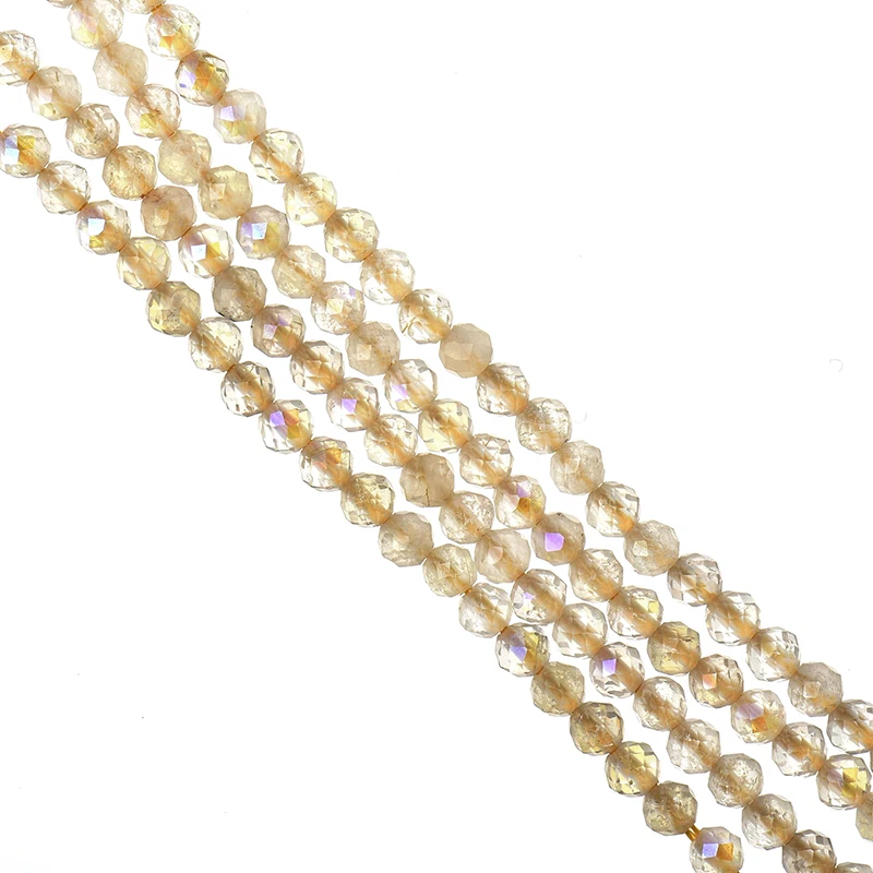 

Transparent design style with light yellow cut beads Customized 3mm-2mm Yellow Crystal Loose beads