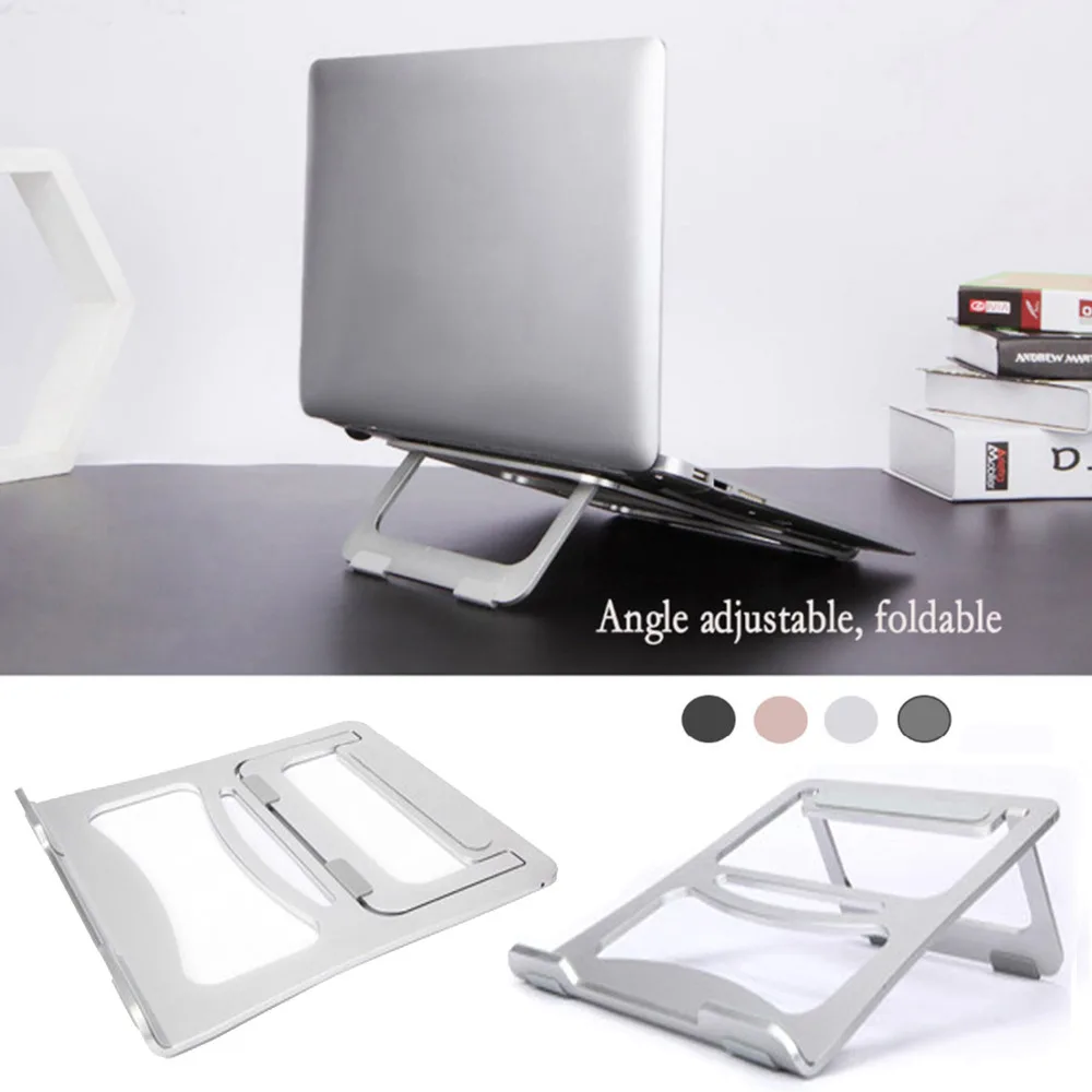 Besegad Portable Folding Laptop Stand Anti-slip Aluminum Notebook Cooling Pad Holder Support for Apple MacBook Mac Imac Lenovo