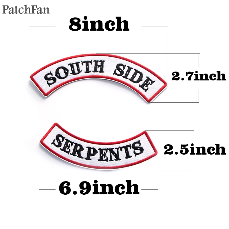 Patchfan 90s Мода ривердейл зеленая змея Southside змеи DIY Вышитые нашивки Утюг на одежду рюкзак шляпа значки A1301