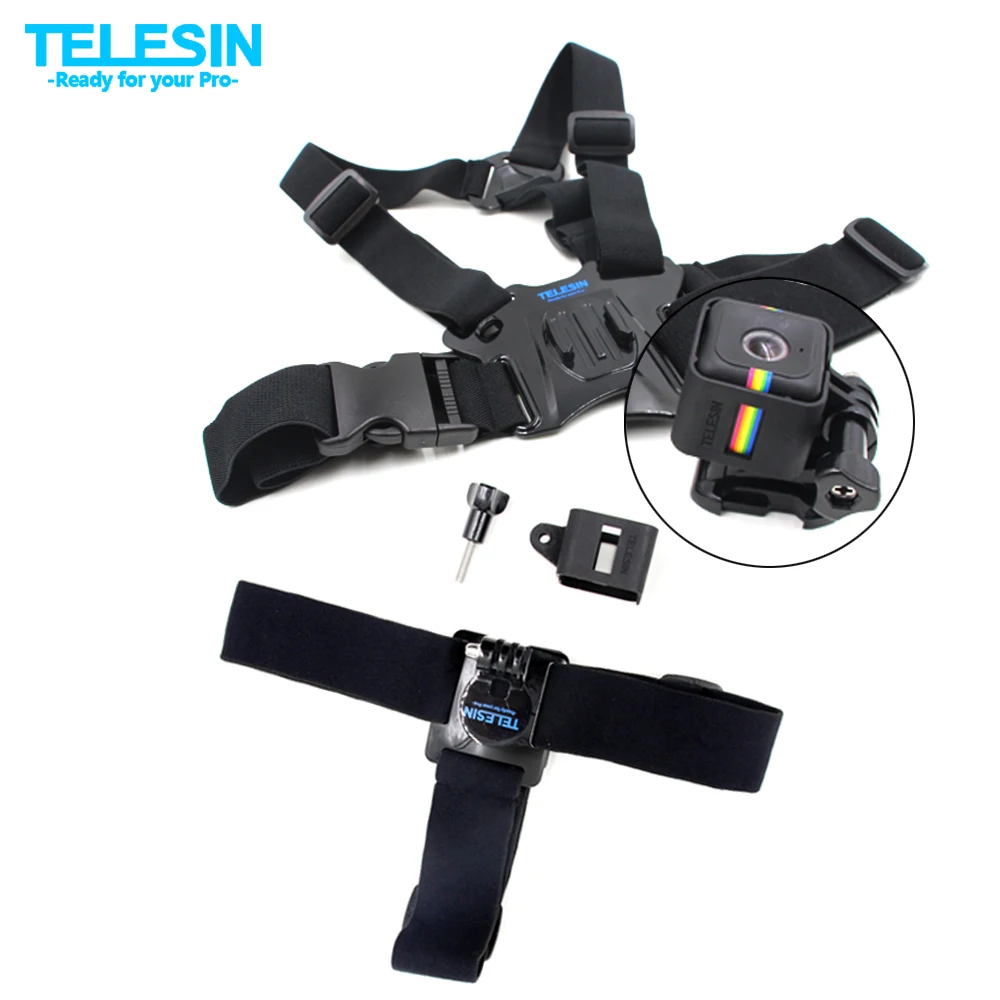 

TELESIN all 5 in 1 Accessory Kit Frame Housing+Head Strap+Chest Belt Strap Harness Mount+Thumbscrew+J-hook for Polaroid Cube