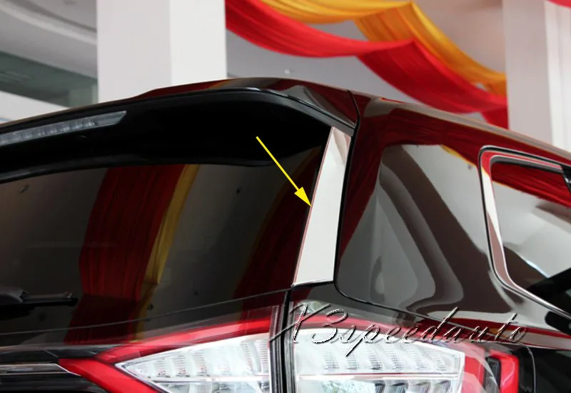 Free Shipping Chromed 2PCS Rear WINDOW Spoiler Side Cover Trims For