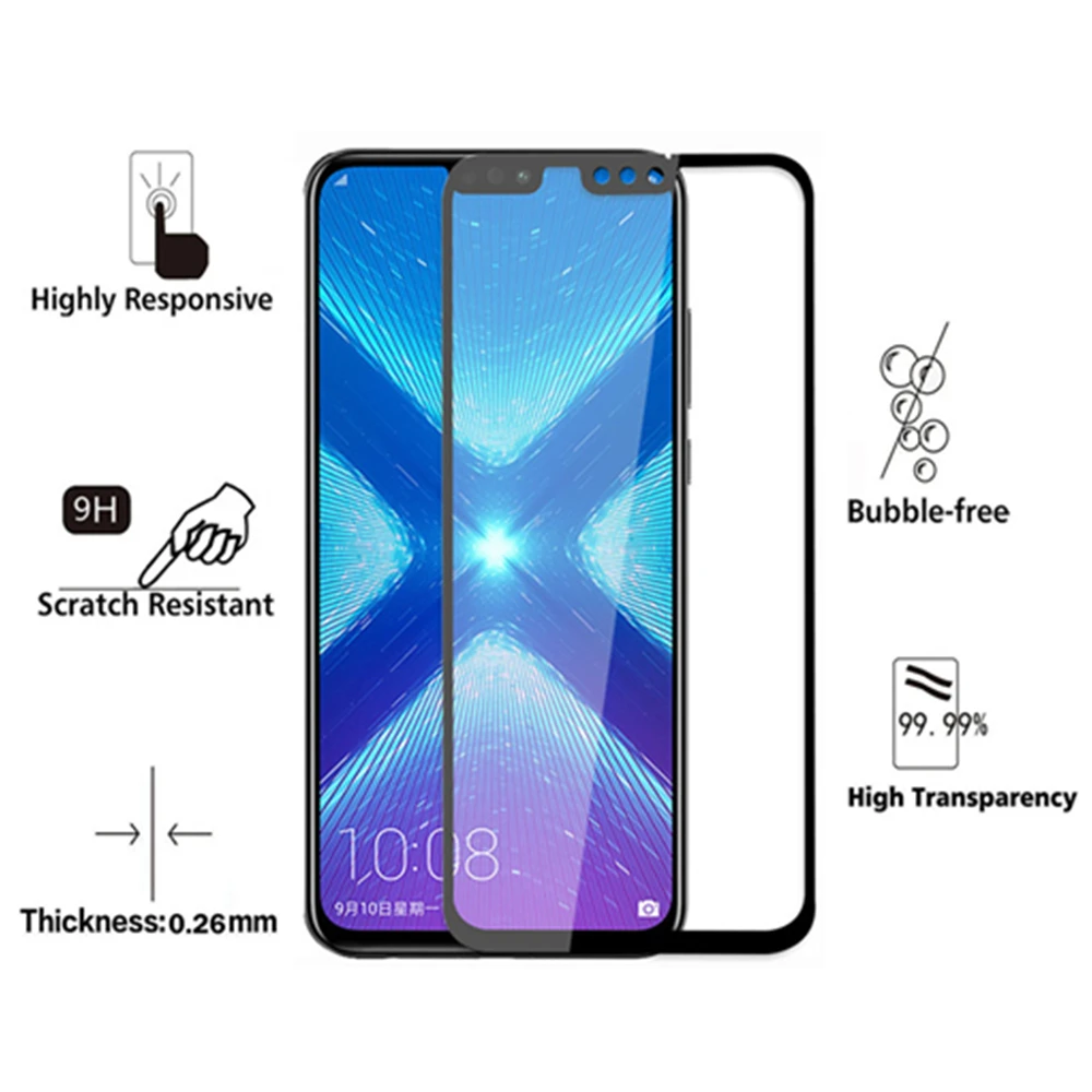 Закаленное стекло для huawei honor 8X полное покрытие экрана протектор для huawe honor View 10 Lite JSN-L22 защитная пленка на hono 8X