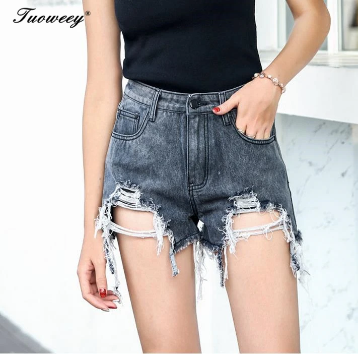 

Hole Ripped Summer Shorts Women All-match Women's Shorts Tassel Solid Womens Short Pants Fashion Mid Waist Female Ladies Pants