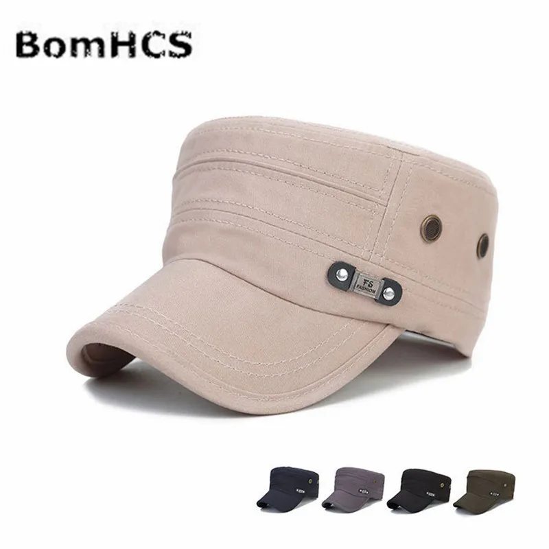 

BomHCS 100% Cotton Breathable Mature Man Summer Sun Hat Baseball Cap Snapback Flat Hat AM1731MZ10