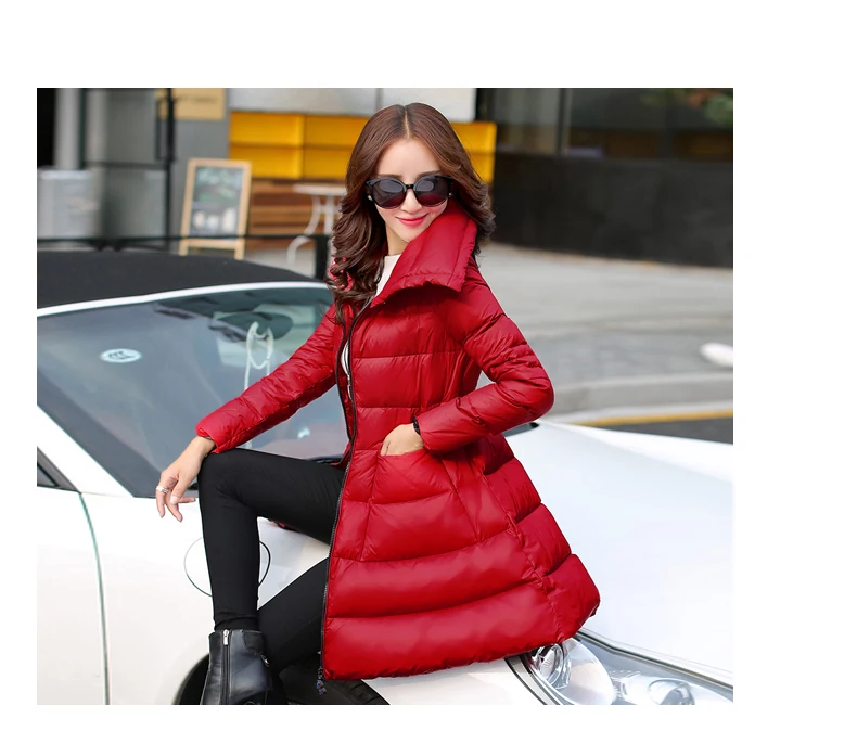 

2018 new skirt type seem thin coat jacket large size solid color quality down Hot Products