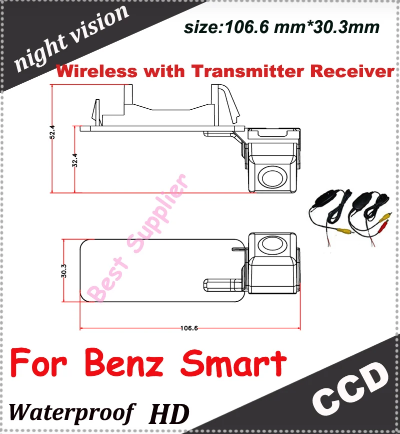 

Transmitter Receiver kit 2.4MZH car backup rear view camera for Benz Smart parking camera waterproof 100%