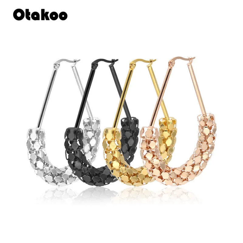 Otakoo серьги-кольца из нержавеющей стали для женщин и девочек модные серьги