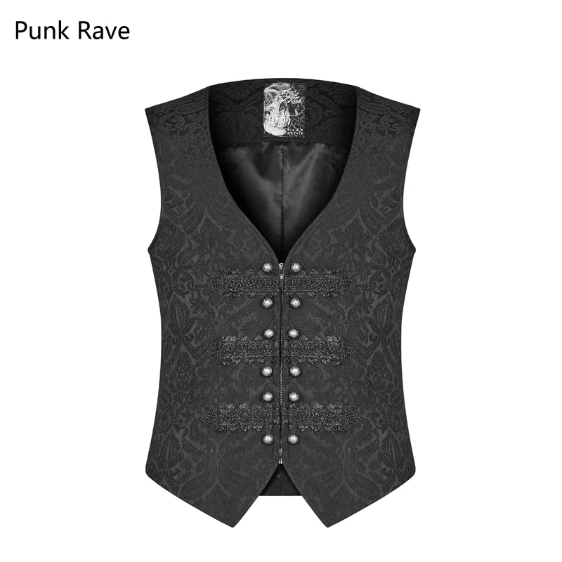 Gothic dandy baroque victorian satin jacquard tuxedo Vest waistcoat PunkRave Men 