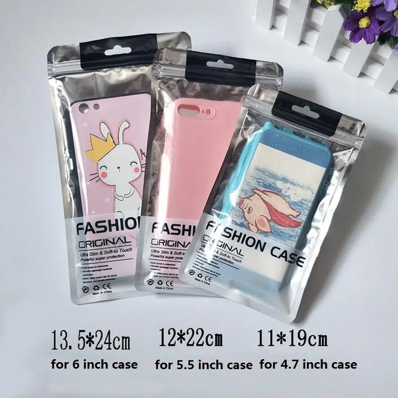 

100Pcs 13.5X24cm zipper Bag Cell Phone Accessories Mobile Phone Case Leather Cover Packaging Package Bag for iPhone XS Max Plus