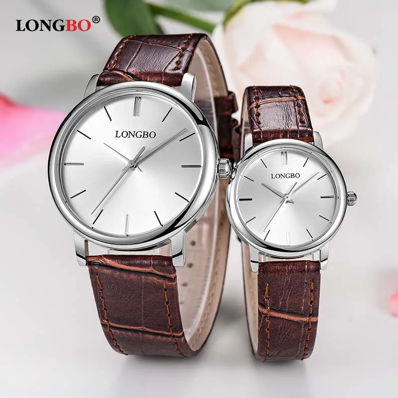 LONGBO 2020 новые модные часы для влюбленных повседневные Кожаные Парные