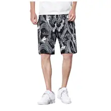 Высокое качество мужские шорты с принтом летние мужские пляжные шорты с эластичной резинкой на талии повседневные мужские дышащие шорты из полиэстера N20