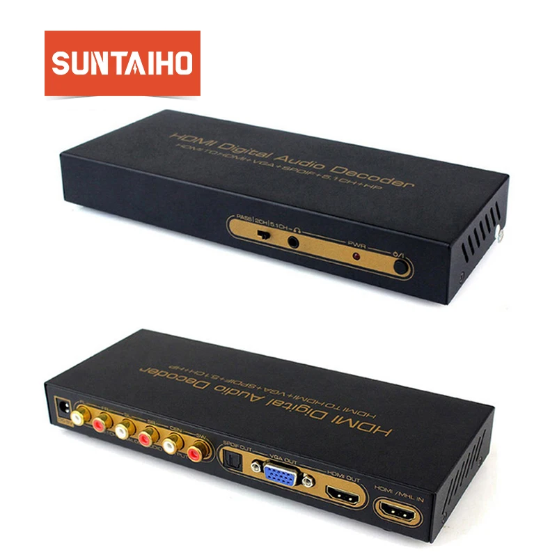 

1080P HDMI TO HDMI VGA SPDIF 5.1CH RCA Digital multi-channel Audio Decoders HDMI Digital Audio Decoder Hdmi+vga+spdif Converter