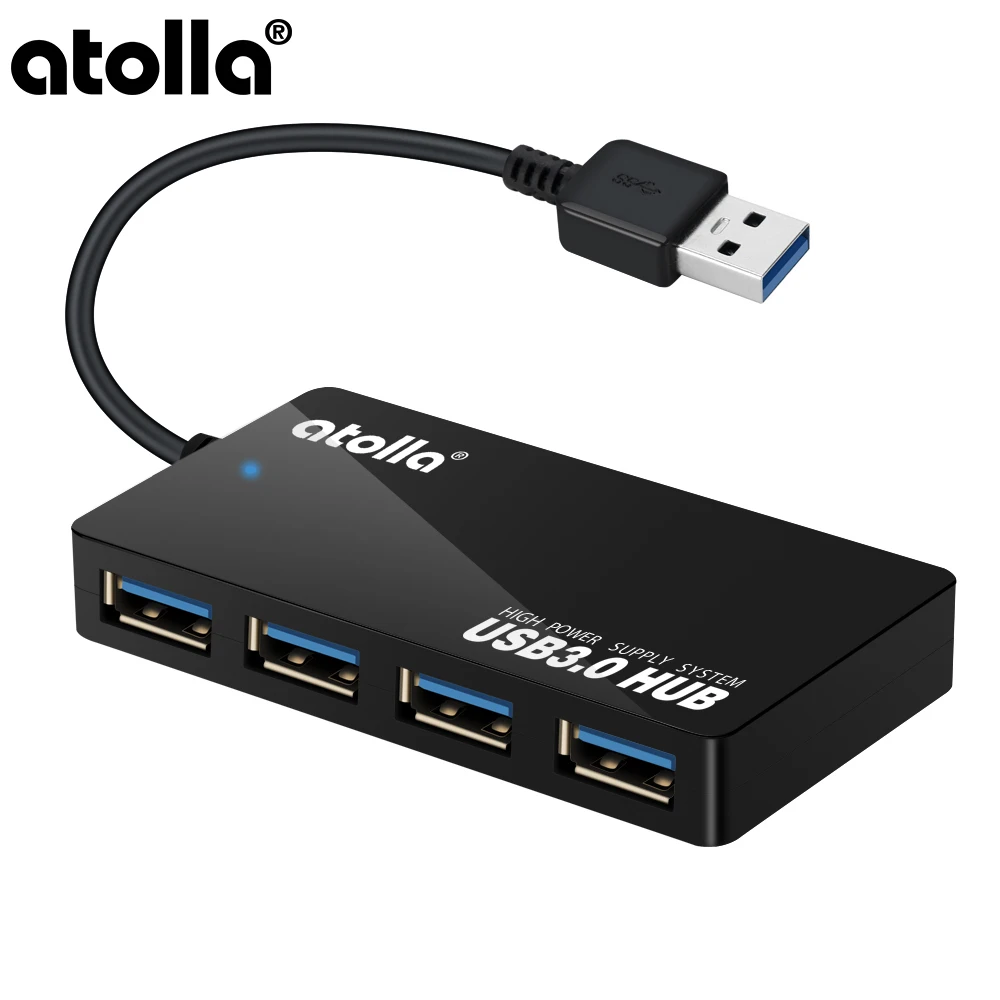 

atolla 4 Port USB 3.0 Data Hub Extension Ultra Slim SuperSpeed 5 Gbps Data Transfer with 1 Power Supply DC Port for PC Laptop