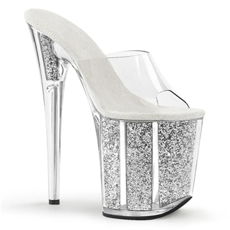 

The latest sequin soles sexy sheer platform shoes, 20cm high heel sandals, pole dancing/dinner shoes, slipper