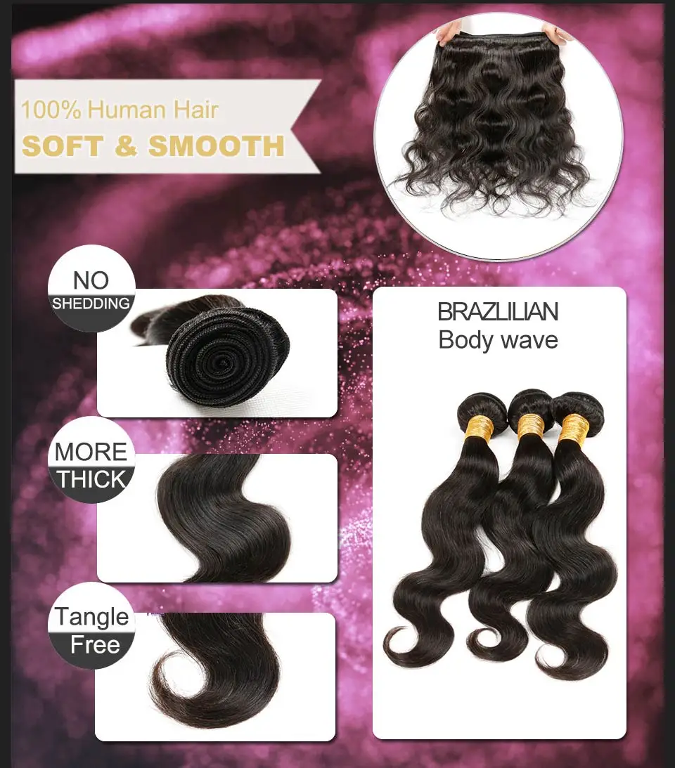 Alimice Hair Brazilian Body Wave 1 Piece Natural Color 10-28 inch 100% Human Hair Bundles Non-Remy Hair Free Shipping (5)