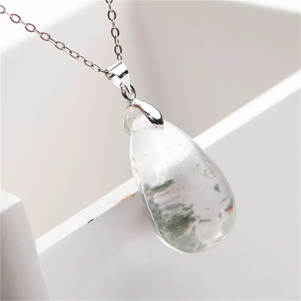 Natural Garden Golden Phantom Quartz Pendant Gemstone Beads Teardrop Flower Quartz Crystal Pendant 5style