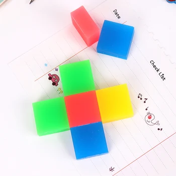 

1PC Kawaii Stationery Positive Square 2B Pencil Rubber Eraser Student Prizes Gift Solid Color Soft Eraser School Supply