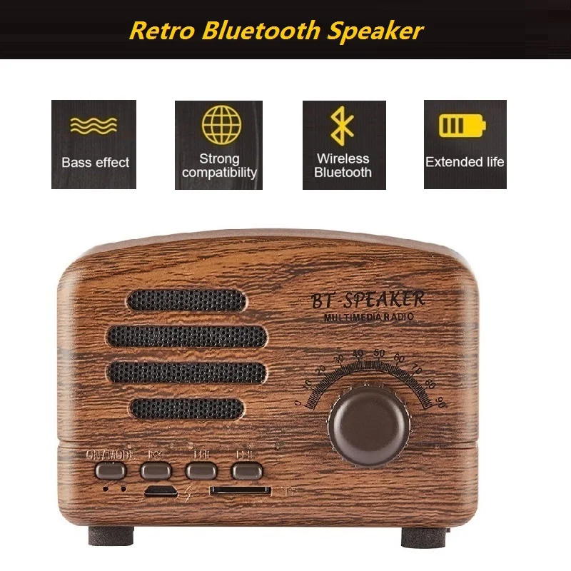 JOYTOP Retro Bluetooth Lautsprecher Tragbare Mini Lautsprecher Unterstützung TF Karte Spielen FM Radio Hände Freies Für Telefon PC Wireless lautsprecher Kaufen