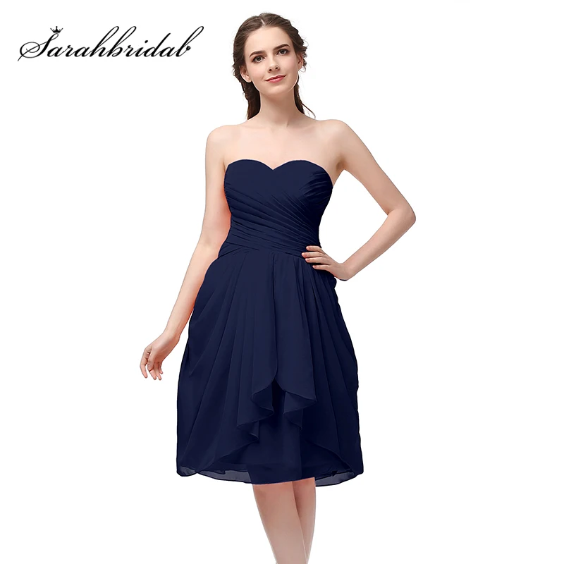 

Simple Cocktail Dresses 2018 Beach Chiffon Pleated Sweetheart Knee Length Lace Up Back Prom Party Dress Formal Gowns OS247