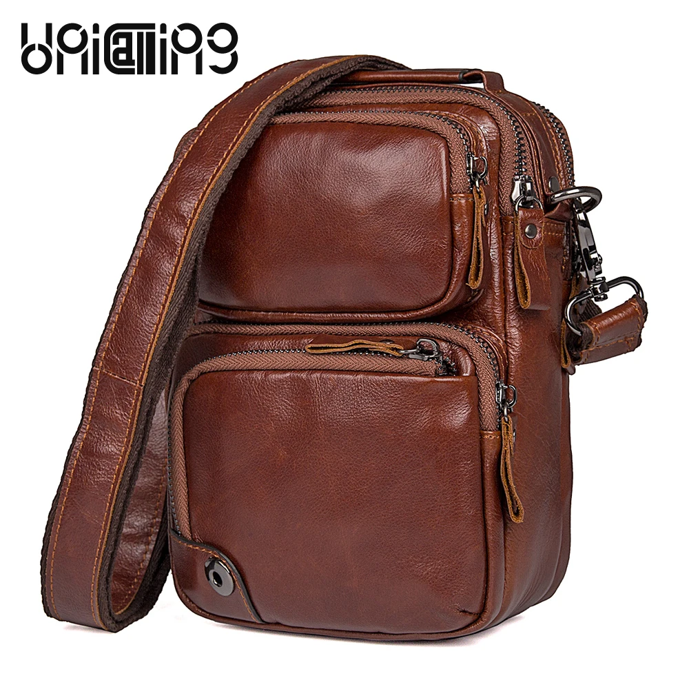 

UniCalling messenger bag men leather quality genuine leather male small messenger bag men's shoulder bag casual bag