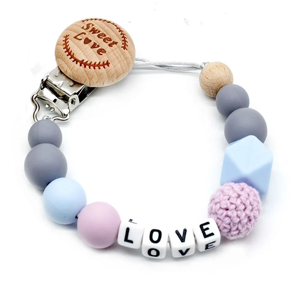 

personalized name silicone baby pacifier clip pacifier chain teething pacifier chew toy baby dummy clips 9 styles DIY holder