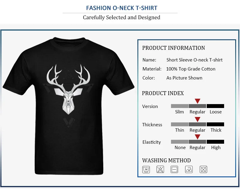 Birthday Geometric Minimal Deer O Neck T-Shirt NEW YEAR DAY Tees Short Sleeve for Men Hot Sale Pure Cotton Printing T Shirt Geometric Minimal Deer