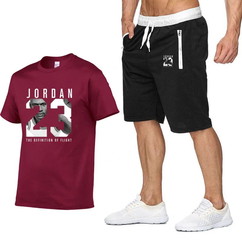 

JORDAN 23 Print Tracksuit T Shirt+Shorts fashion Trends In 2019 Fitness Cotton Brand tshirts for Men Bodybuilding clothing M-XXL