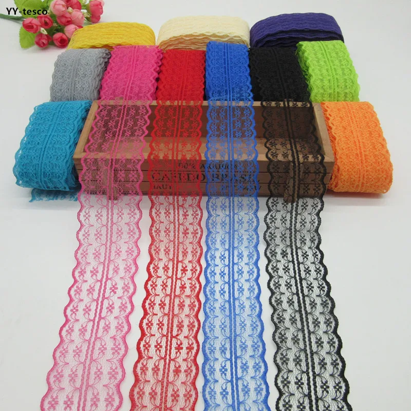 

Beautiful 10 Yards Lace Ribbon 45MM wide Lace Trim Fabric DIY Embroidered White lace trimmings for sewing accessories Decoration