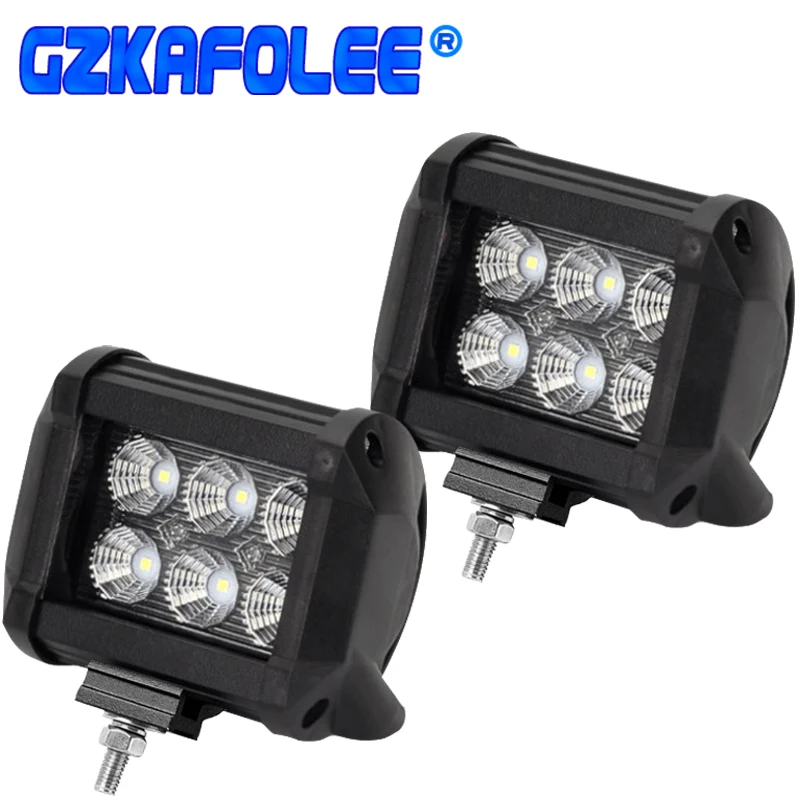 

18W Work Light Lamp 4x4 6000K Car Led Light Bar Spotlights Parking Lamp automobile Motorcycle Universal