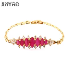 JINYAO 165 мм Модные женские красные браслеты со стразами браслеты для романтической свадьбы, вечеринки ювелирные изделия подарок для девушек женщин