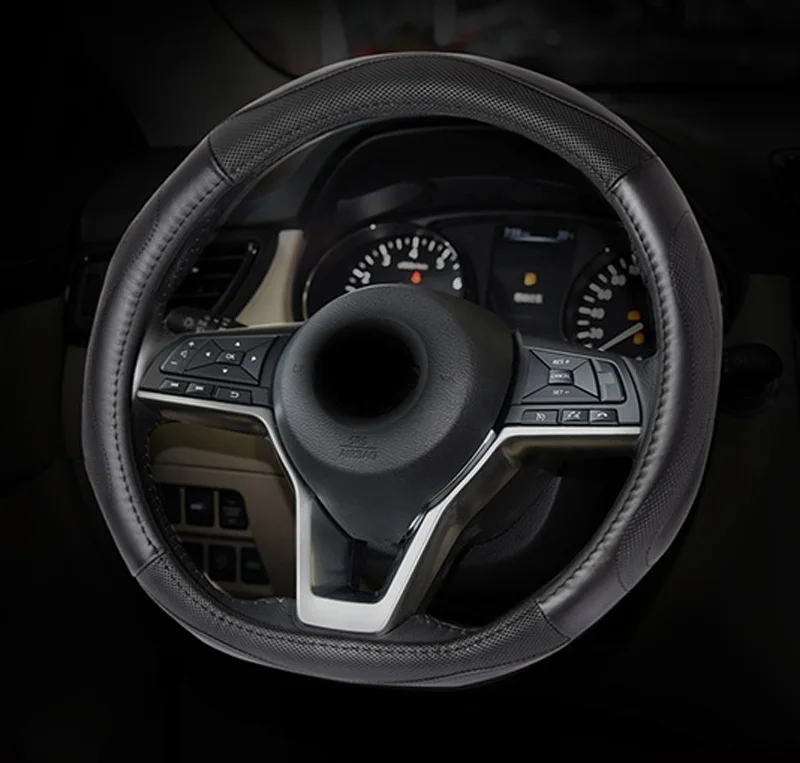 1pc For Nissan Kicks 2017 Steering Wheel Cover Top Layer Leather