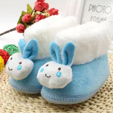 Детская Зимние ботинки с мехом кролика детские плюшевые теплые тапки детские красный розовая обувь зима младенческой Сапоги и ботинки для девочек