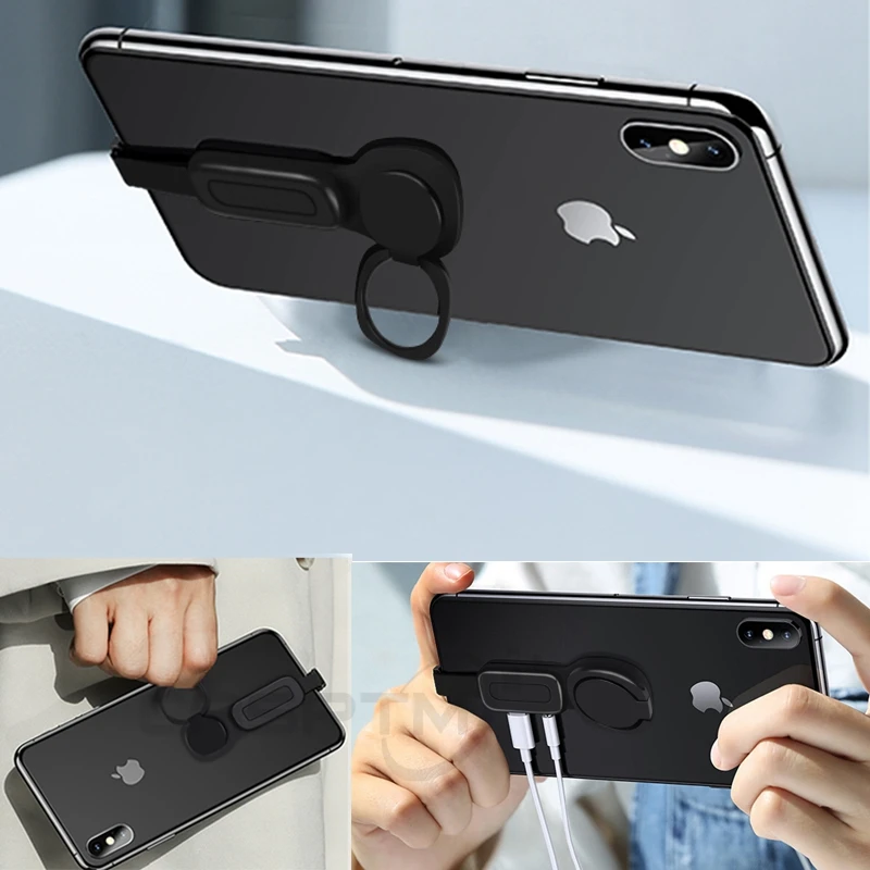 

For Dual Lightning Ring Holder Adapter for iPhone AUX 3.5mm 2 IN 1 Audio Charger Splitter For Jack Headphones Headset Adapter