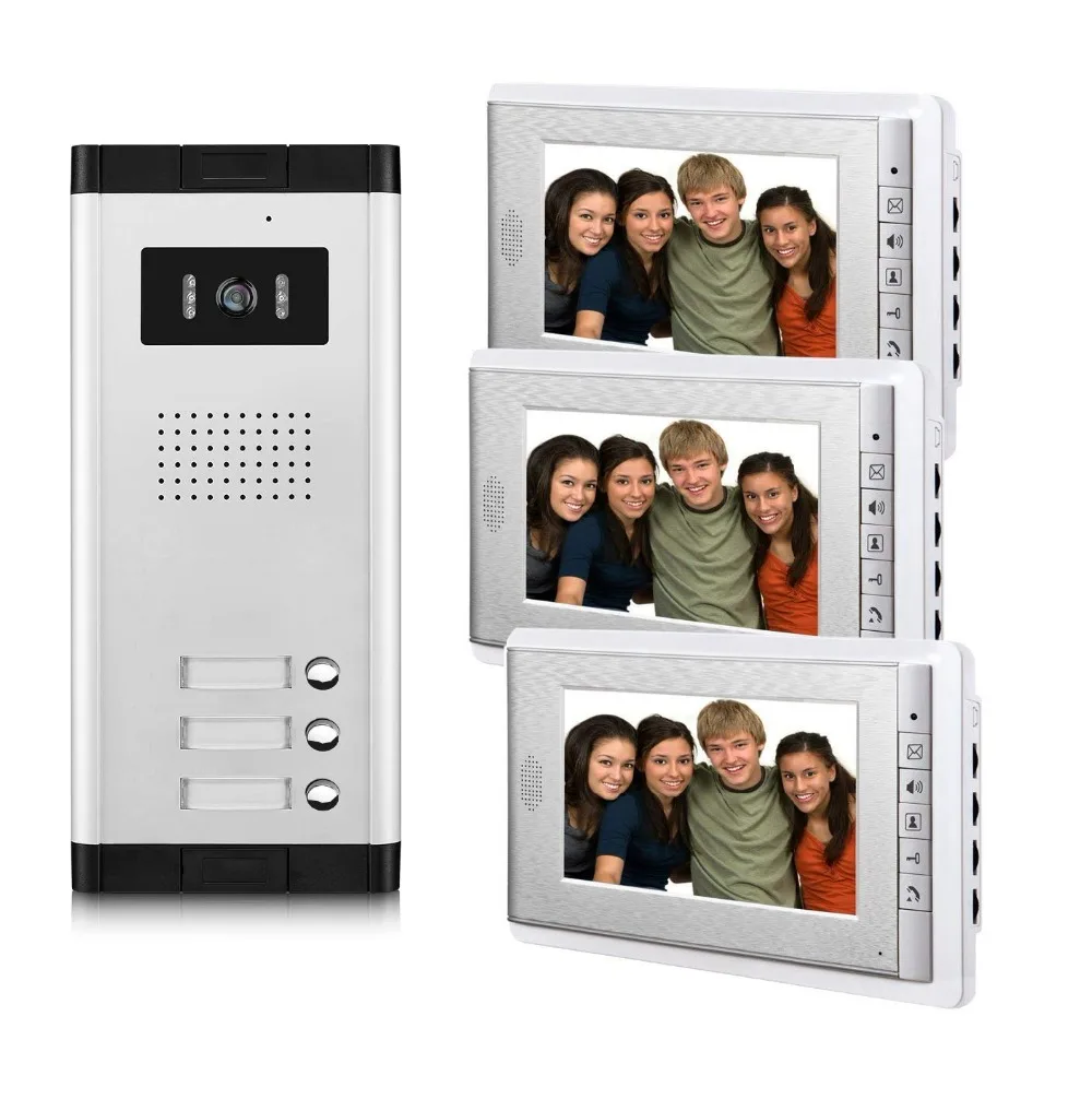 2/3/4 Unit apartments video intercom system 7 Inch video door phone Kit Video Doorbell for for 2-4 Household Apartment 2/3/4 Unit apartments video intercom system 7 Inch video door phone Kit Video Doorbell for for 2-4 Household Apartment