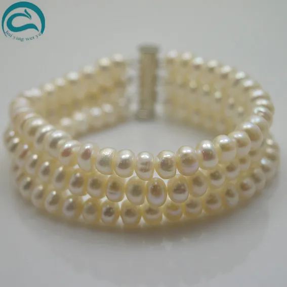 

Perfect Wedding Birthday Pearl Bracelet White 7-8mm Real Freshwater Pearl Jewellery Special Gift For Women New Free Shipping