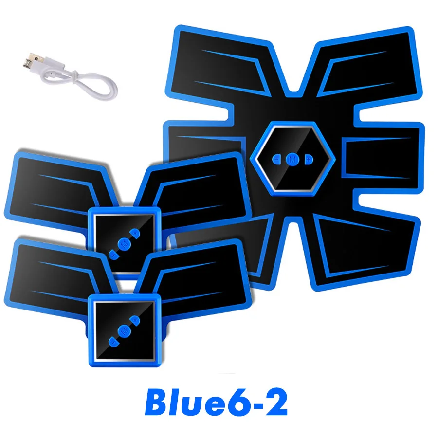 Blue6-2 EMS массажер умный фитнес тренажер для пресса стимулятор мышц сжигатель жира пояс-массажер для похудения USB Перезаряжаемый - Цвет: Blue6-2