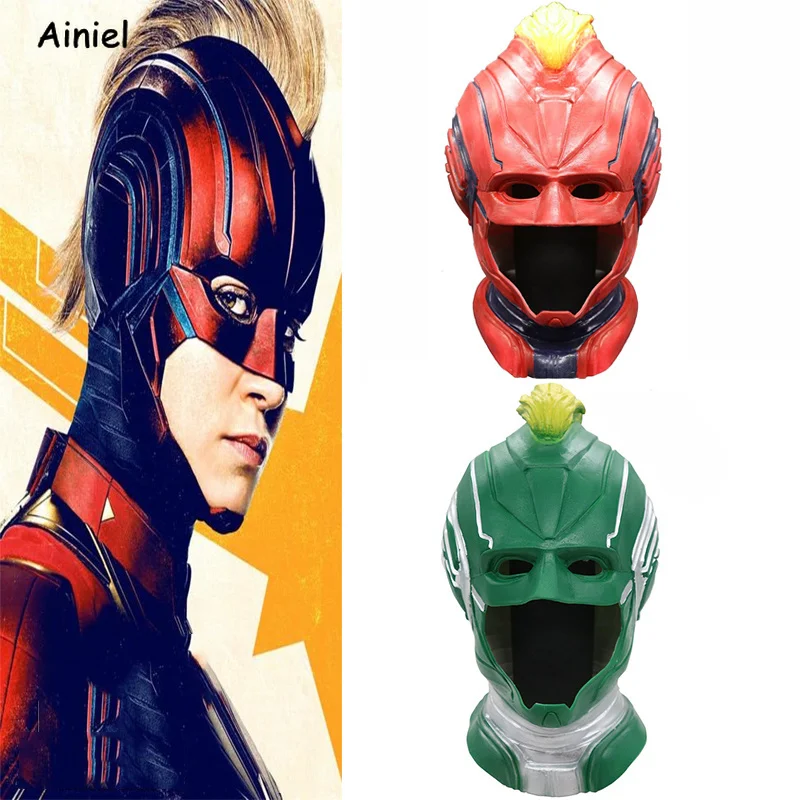 

Captain Marvel Cosplay Mask Ms Marvel Carol Danvers Avengers Superhero Halloween Mask Latex Full Head Helmet for Women Adult Men