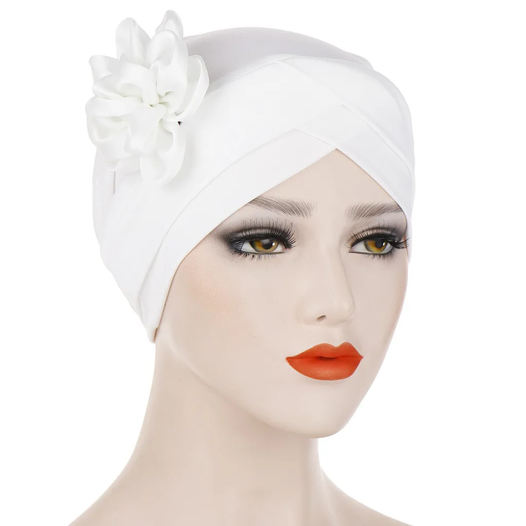

Solid hijab femme musulman Women Floral India Hat Muslim Ruffle Cancer Chemo Beanie Turban Wrap Cap hijab scarf turbantes#P6