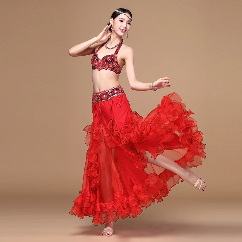 2019 Nieuwkomers Professionele Oosterse Buikdansen Kleding Sexy Outfit Kraal Beha, riem en Rok Buikdans Kostuum 3 pcs 2019 Nieuwkomers Professionele Oosterse Buikdansen Kleding Sexy Outfit Kraal Beha, riem en Rok Buikdans Kostuum 3 pcs
