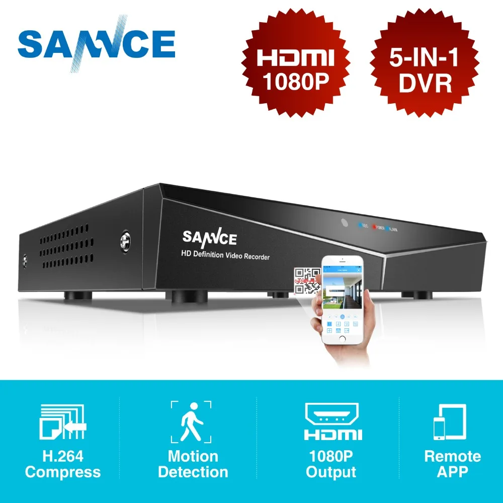 SANNCE DVR рекордер 4CH 5в1 1080N CCTV DVR система безопасности H.264 HDMI P2P видео cctv система для безопасности камеры Onvif HDD