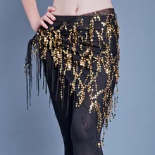 Nuevos trajes de danza del vientre borla de lentejuelas indio vientre bailar pañuelo de la cadera para mujeres cinturón de danza del vientre 11 tipos de colores