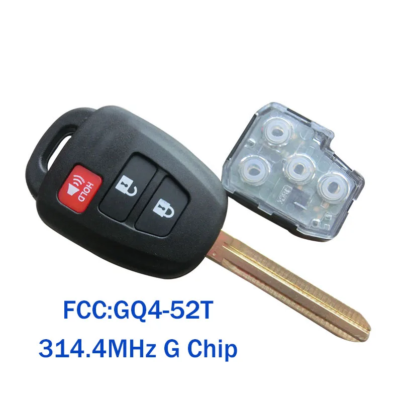  FCC ID: GQ4-52T Uncut Remote Key Fob Mit 3144 mhz + G/H Chip 3BTN 4BTN Fit Für Toyota RAV4 2013 -20