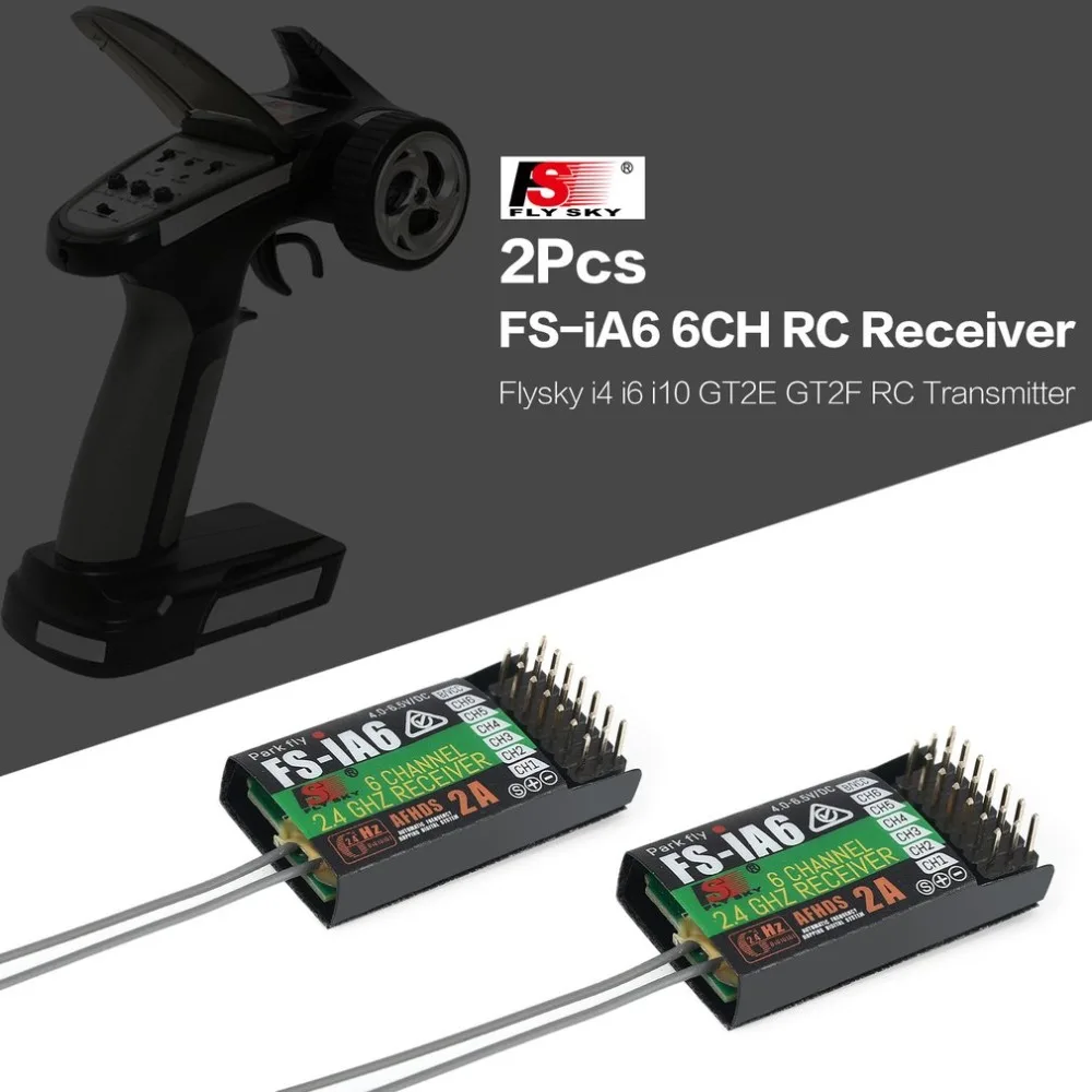 

2Pcs 2.4G FS-iA6 FS-iA6B 6CH Remote Control Receiver Part with Double Antenna for Flysky i4 i6 i10 GT2E GT2F GT2G RC Transmitter