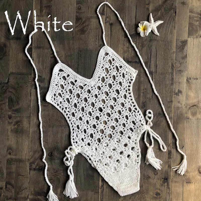 Sexy One Piece Swimsuit Women Crochet Sexy Swimwear Female Khaki Thong Backless Monokini Bathing Suit Hot - Цвет: Бежевый