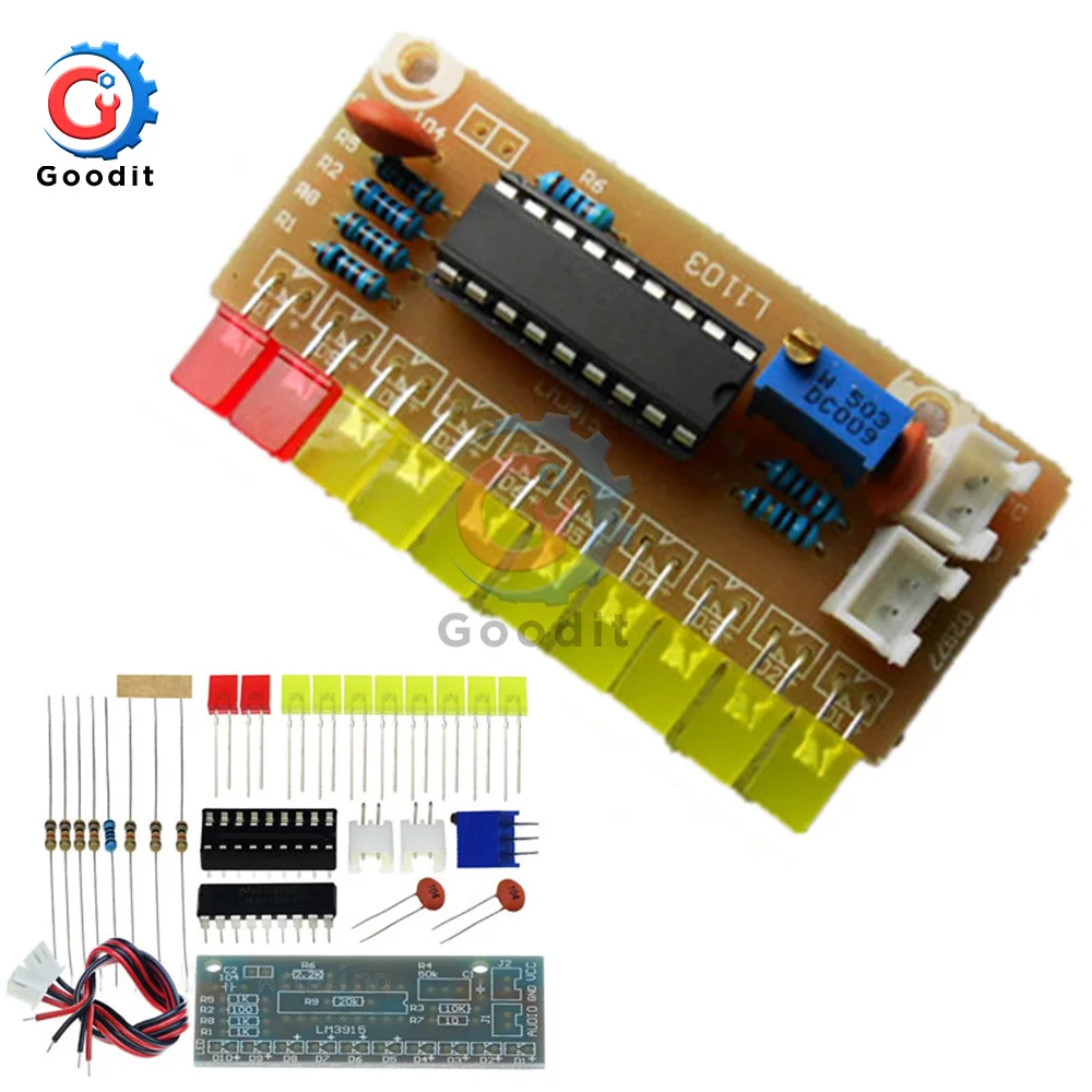 Забавный 10 Светодиодный индикатор уровня звука LM3915 DIY Kit электронный анализатор