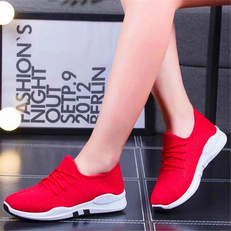 

2019 spring and autumn new casual lightweight women's breathable single net lace shoes