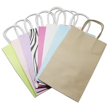 

30pcs 21x13x8cm 8 Colors Kraft Paper Gift Packaging Bag with Handle Clothes Bakery Cosmetic Shopping Bags Wedding Event Party