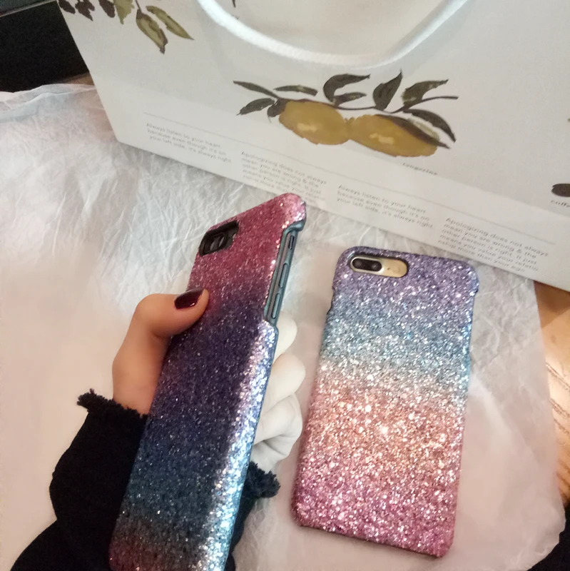 Жесткий чехол накладка из поликарбоната с блестящими блестками для iPhone X XS 8 7 6 6S