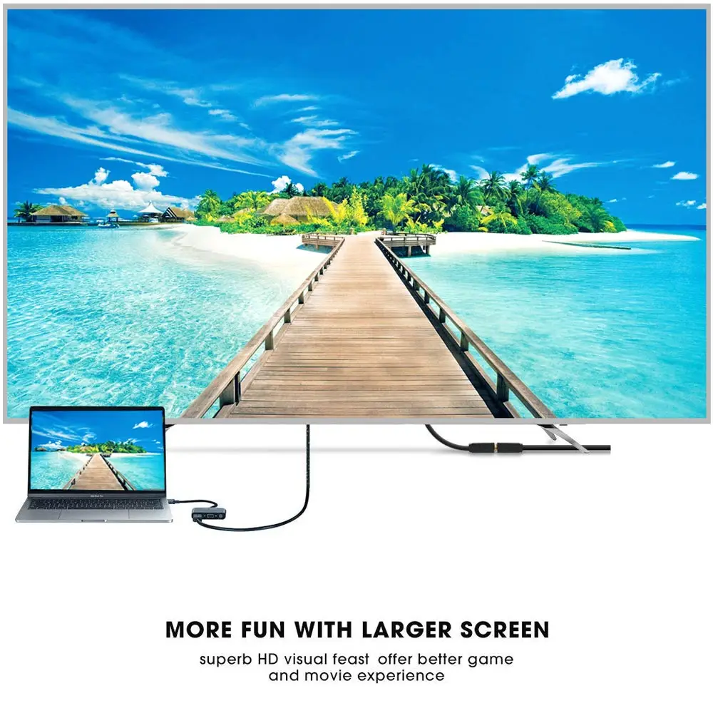 Ingelon USB C To HDMI Converter USB 3.0 5 in 1 Adapter Type C to PD+HDMI 4K Ultra HD +VGA+Audio Converters for HDTV & Projector (8)